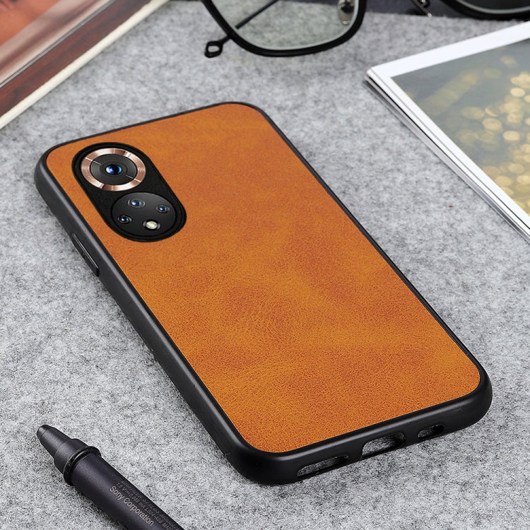 For Honor 50 Accurate Hole Two-color Calf Texture Shockproof Case(Brown) - Honor Cases by buy2fix | Online Shopping UK | buy2fix