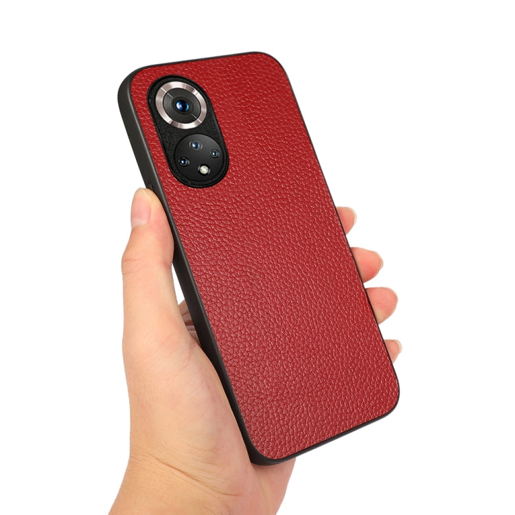 For Honor 50 Accurate Hole Litchi Texture Leather Shockproof Case(Red) - Honor Cases by buy2fix | Online Shopping UK | buy2fix