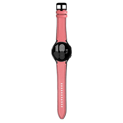 For Samsung Galaxy Watch4 Silicone + Leather Black Buckle Watch Band(Pink) - Watch Bands by buy2fix | Online Shopping UK | buy2fix