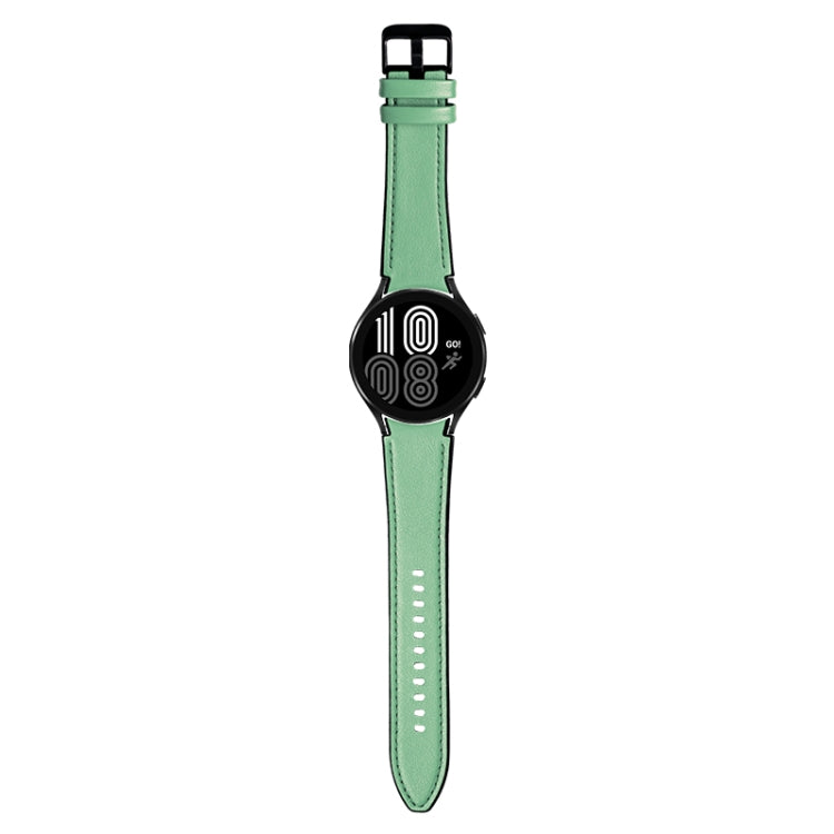 For Samsung Galaxy Watch4 Silicone + Leather Black Buckle Watch Band(Cyan Green) - Watch Bands by buy2fix | Online Shopping UK | buy2fix