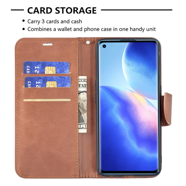 For OPPO Reno5 5G Retro Lambskin Texture Pure Color Horizontal Flip PU Leather Case with Holder & Card Slots & Wallet & Lanyard(Brown) - OPPO Cases by buy2fix | Online Shopping UK | buy2fix