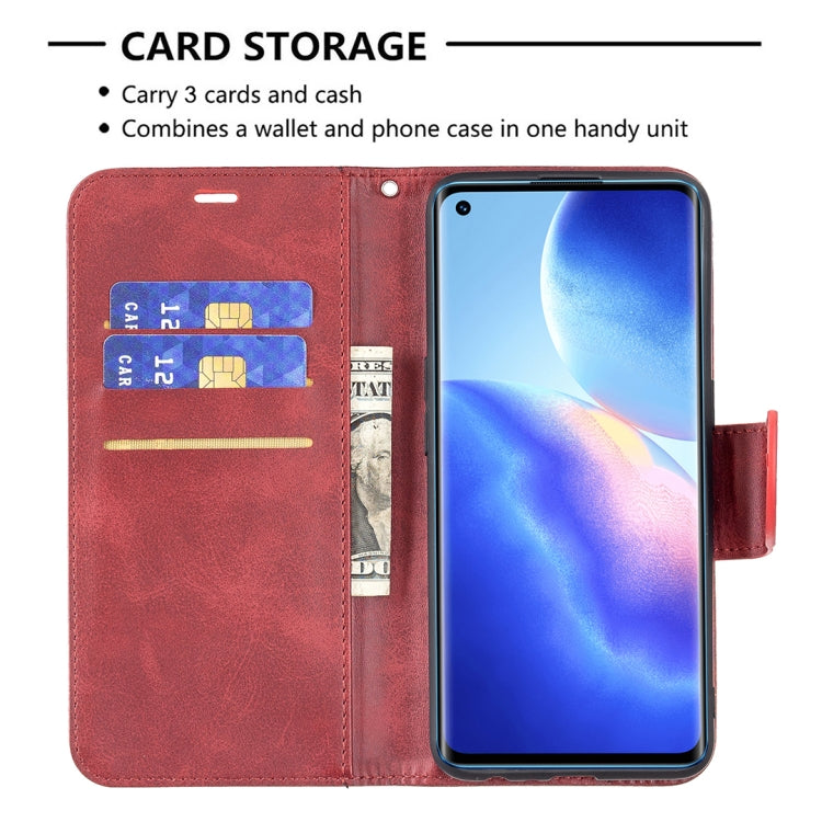 For OPPO Reno5 5G Retro Lambskin Texture Pure Color Horizontal Flip PU Leather Case with Holder & Card Slots & Wallet & Lanyard(Red) - OPPO Cases by buy2fix | Online Shopping UK | buy2fix