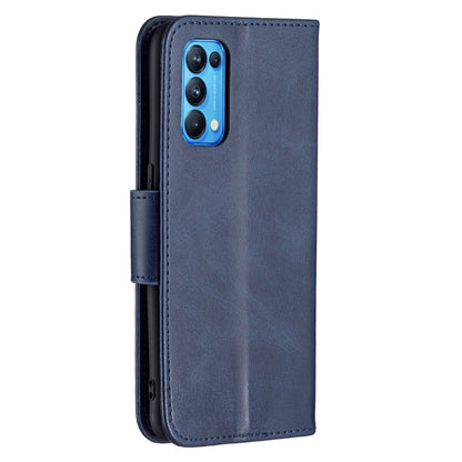 For OPPO Reno5 5G Retro Lambskin Texture Pure Color Horizontal Flip PU Leather Case with Holder & Card Slots & Wallet & Lanyard(Blue) - OPPO Cases by buy2fix | Online Shopping UK | buy2fix