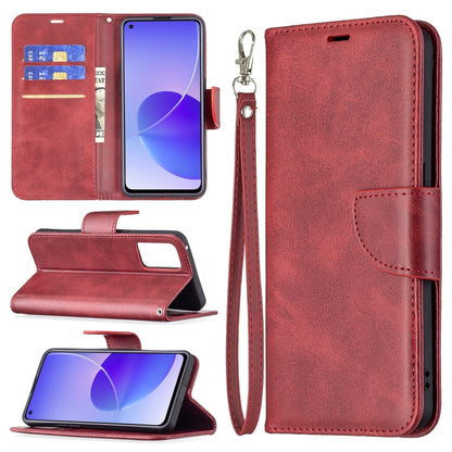 For OPPO Reno6 5G Retro Lambskin Texture Pure Color Horizontal Flip PU Leather Case with Holder & Card Slots & Wallet & Lanyard(Red) - OPPO Cases by buy2fix | Online Shopping UK | buy2fix