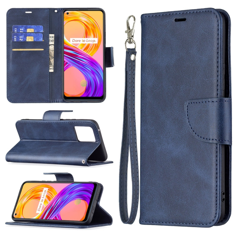 For OPPO Realme 8/Realme 8 Pro Retro Lambskin Texture Pure Color Horizontal Flip PU Leather Case with Holder & Card Slots & Wallet & Lanyard(Blue) - Realme Cases by buy2fix | Online Shopping UK | buy2fix