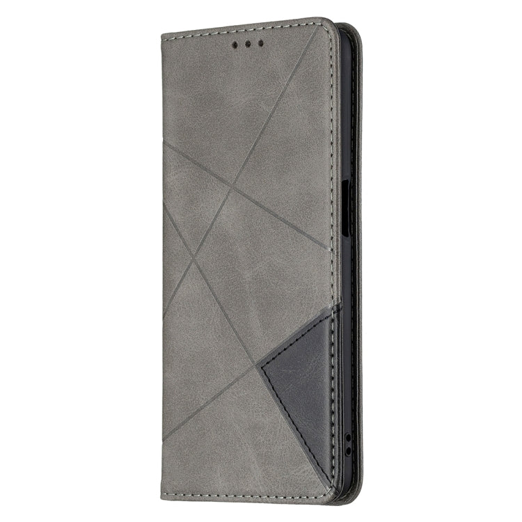 For OPPO A74 5G / A93 5G / A54 5G Rhombus Texture Horizontal Flip Magnetic Leather Case with Holder & Card Slots(Grey) - OPPO Cases by buy2fix | Online Shopping UK | buy2fix