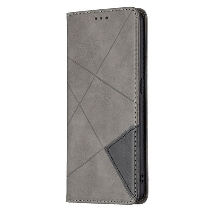 For OPPO A94 4G / Reno 5F / F19 Pro Rhombus Texture Horizontal Flip Magnetic Leather Case with Holder & Card Slots(Grey) - OPPO Cases by buy2fix | Online Shopping UK | buy2fix