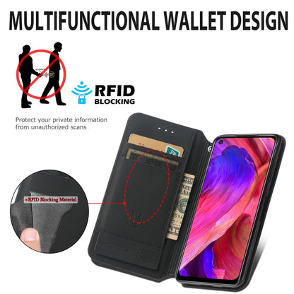 For OPPO A54 5G Colorful Magnetic Horizontal Flip PU Leather Case with Holder & Card Slot & Wallet(Purple Scales) - OPPO Cases by buy2fix | Online Shopping UK | buy2fix