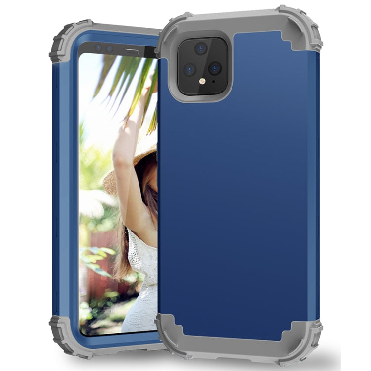 For Google Pixel 4 3 in 1 Shockproof PC + Silicone Protective Case(Navy Blue + Grey) - Google Cases by buy2fix | Online Shopping UK | buy2fix