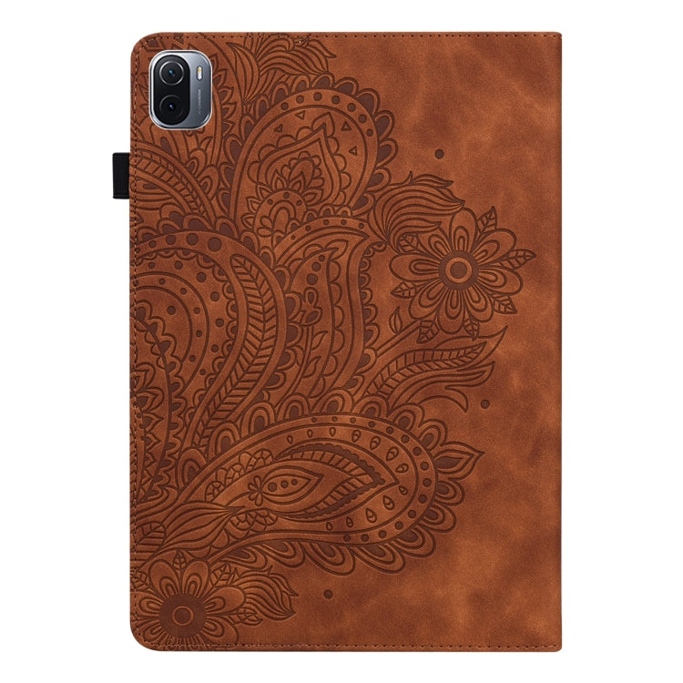 For Xiaomi Pad 5 Pro / Pad 5 Peacock Embossed Pattern TPU + PU Horizontal Flip Leather Case with Holder & Card Slots & Wallet & Sleep / Wake-up Function(Brown) - More Tablet Cases by buy2fix | Online Shopping UK | buy2fix