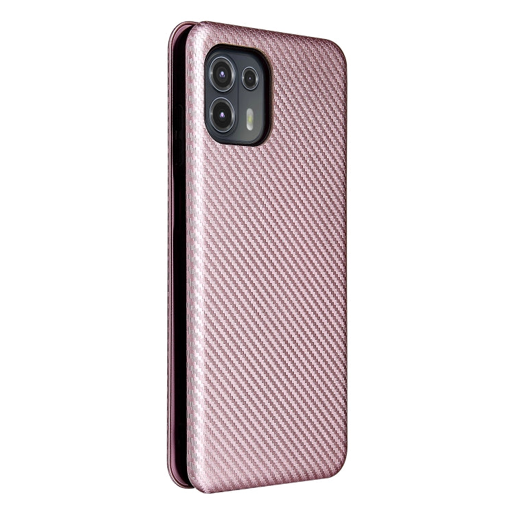 Carbon Fiber Texture Horizontal Flip TPU + PC + PU Leather Case with Card Slot For Motorola Edge 20 Lite(Pink) - Motorola Cases by buy2fix | Online Shopping UK | buy2fix