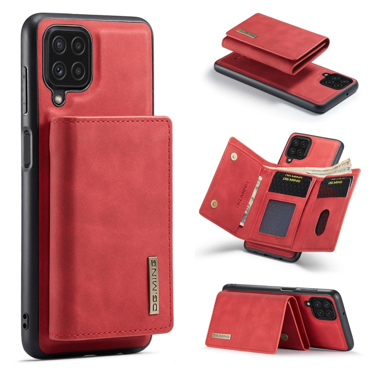 DG.MING M1 Series 3-Fold Multi Card Wallet  Back Cover Shockproof Case with Holder Function For Samsung Galaxy A22 4G(Red) - Galaxy Phone Cases by DG.MING | Online Shopping UK | buy2fix