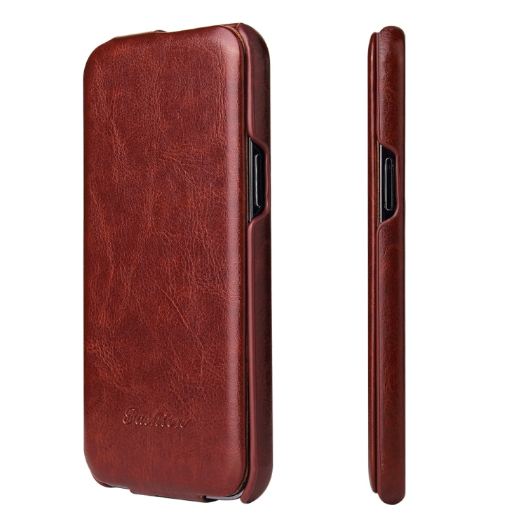 For iPhone 13 mini Fierre Shann Retro Oil Wax Texture Vertical Flip PU Leather Case (Brown) - iPhone 13 mini Cases by FIERRE SHANN | Online Shopping UK | buy2fix