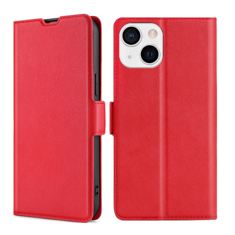 For iPhone 13 mini Ultra-thin Voltage Side Buckle PU + TPU Horizontal Flip Leather Case with Holder & Card Slot (Red) - iPhone 13 mini Cases by buy2fix | Online Shopping UK | buy2fix