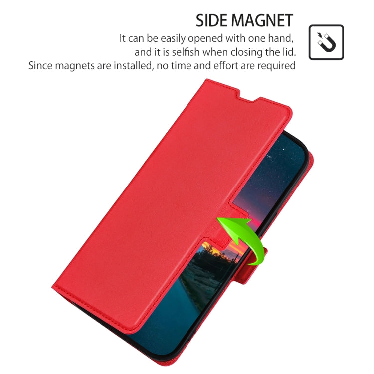 For iPhone 13 Ultra-thin Voltage Side Buckle PU + TPU Horizontal Flip Leather Case with Holder & Card Slot(Red) - iPhone 13 Cases by buy2fix | Online Shopping UK | buy2fix