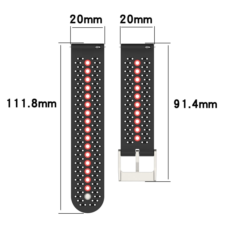 20mm Universal Colorful Hole Silicone Watch Band(Grey Black) - Watch Bands by buy2fix | Online Shopping UK | buy2fix