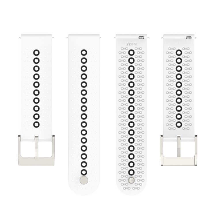 For Suunto 9 Peak Universal Colorful Hole Silicone Watch Band(White Black) -  by buy2fix | Online Shopping UK | buy2fix