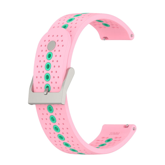 For Suunto 9 Peak Universal Colorful Hole Silicone Watch Band(Pink Mint Green) -  by buy2fix | Online Shopping UK | buy2fix