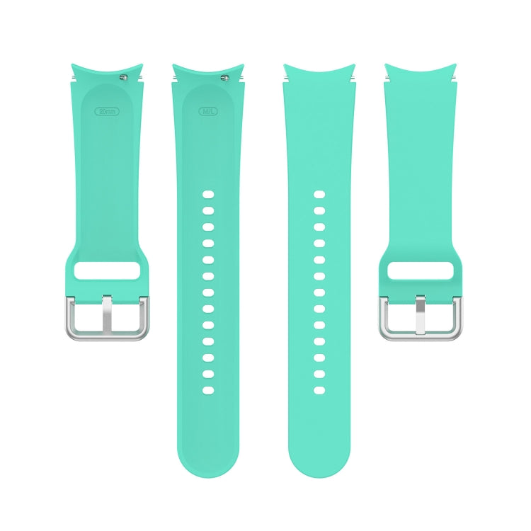 For Samung Galaxy Watch4 40mm / 44mm Silicone Silver Round Buckle Watch Band(Mint Green) - Watch Bands by buy2fix | Online Shopping UK | buy2fix