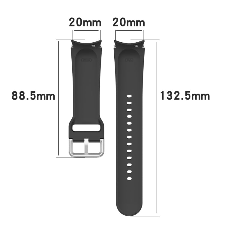 For Samung Galaxy Watch4 40mm / 44mm Silicone Silver Round Buckle Watch Band(Black) - Watch Bands by buy2fix | Online Shopping UK | buy2fix