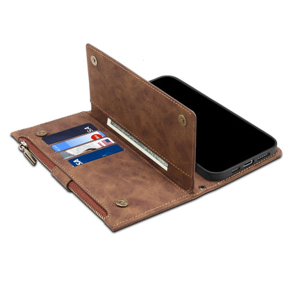 Retro Frosted Horizontal Flip Leather Case with Holder & Card Slot & Wallet & Zipper Pocket & Lanyard For iPhone 11(Brown) - iPhone 11 Cases by buy2fix | Online Shopping UK | buy2fix