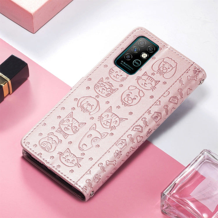 For Infinix Note 8 Lovely Cat and Dog Embossing Pattern Horizontal Flip Leather Case , with Holder & Card Slots & Wallet & Cartoon Clasp & Lanyard(Rose Gold) - Infinix Cases by buy2fix | Online Shopping UK | buy2fix