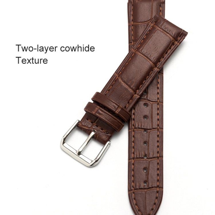 22mm Two-layer Cowhide Leather Bamboo Joint Texture Watch Band(Dark Brown) - Watch Bands by buy2fix | Online Shopping UK | buy2fix