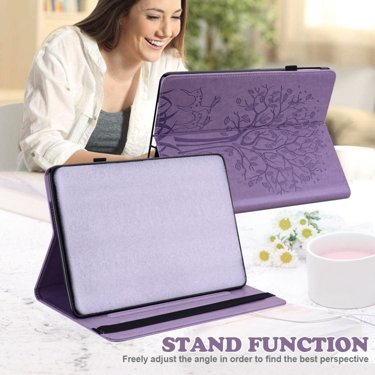 For Samsung Galaxy Tab S2 9.7 Tree & Deer Pattern Pressed Printing Horizontal Flip PU Leather Case with Holder & Card Slots(Purple) - Other Galaxy Tab PC by buy2fix | Online Shopping UK | buy2fix