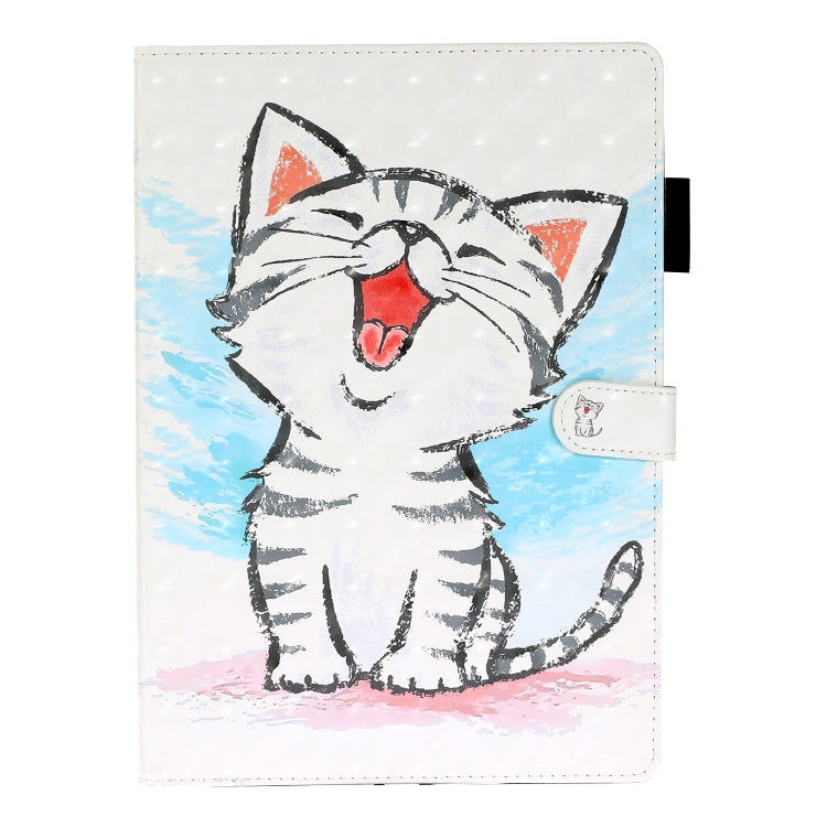 For Galaxy Tab A 8.0 (2019) T290 3D Embossing Pattern Horizontal Flip Leather Case with Holder & Card Slots & Wallet(Cat) - Tab A 8.0 & S Pen (2019) P200/P205 by buy2fix | Online Shopping UK | buy2fix