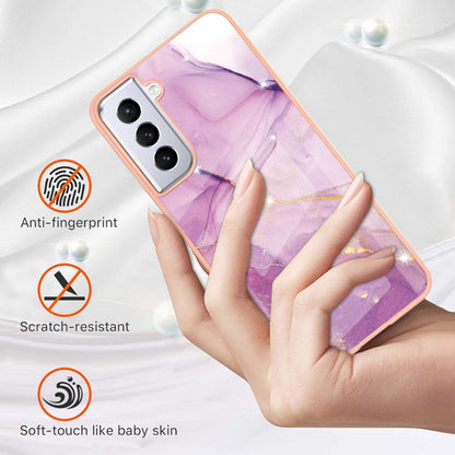 For Samsung Galaxy S21 5G Electroplating Marble Pattern Dual-side IMD TPU Shockproof Case(Purple 001) - Galaxy S21 5G Cases by buy2fix | Online Shopping UK | buy2fix