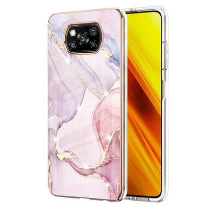 For Xiaomi Poco X3 NFC Electroplating Marble Pattern Dual-side IMD TPU Shockproof Case(Rose Gold 005) - Xiaomi Cases by buy2fix | Online Shopping UK | buy2fix