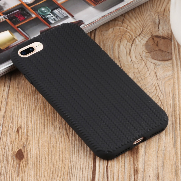 Herringbone Texture Silicone Protective Case For iPhone 8 Plus & 7 Plus(Black) - More iPhone Cases by buy2fix | Online Shopping UK | buy2fix