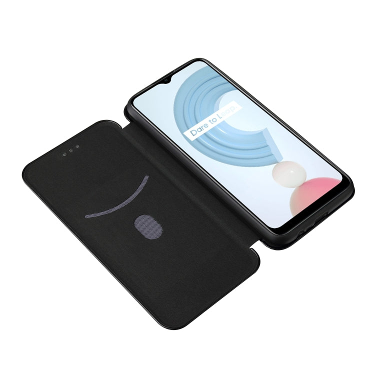 For OPPO Realme C21Y Carbon Fiber Texture Horizontal Flip TPU + PC + PU Leather Case with Card Slot(Black) - Realme Cases by buy2fix | Online Shopping UK | buy2fix