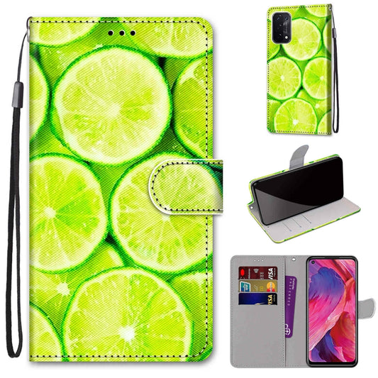 For OPPO A93 5G / A93s 5G / A54 5G / A74 5G Coloured Drawing Cross Texture Horizontal Flip PU Leather Case with Holder & Card Slots & Wallet & Lanyard(Green Lemon) - OPPO Cases by buy2fix | Online Shopping UK | buy2fix