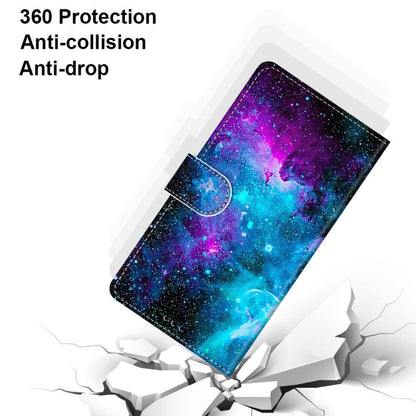 For OPPO A54 4G / A16 4G / A53s 5G / A55 5G Coloured Drawing Cross Texture Horizontal Flip PU Leather Case with Holder & Card Slots & Wallet & Lanyard(Purple Green Starry Sky) - OPPO Cases by buy2fix | Online Shopping UK | buy2fix