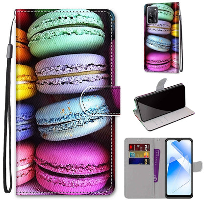 For OPPO A54 4G / A16 4G / A53s 5G / A55 5G Coloured Drawing Cross Texture Horizontal Flip PU Leather Case with Holder & Card Slots & Wallet & Lanyard(Colorful Cakes) - OPPO Cases by buy2fix | Online Shopping UK | buy2fix