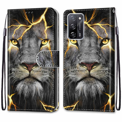 For OPPO A55 5G / A54 4G / A53s 5G / A16 4G Coloured Drawing Cross Texture Horizontal Flip PU Leather Case with Holder & Card Slots & Wallet & Lanyard(Fission Lion) - OPPO Cases by buy2fix | Online Shopping UK | buy2fix