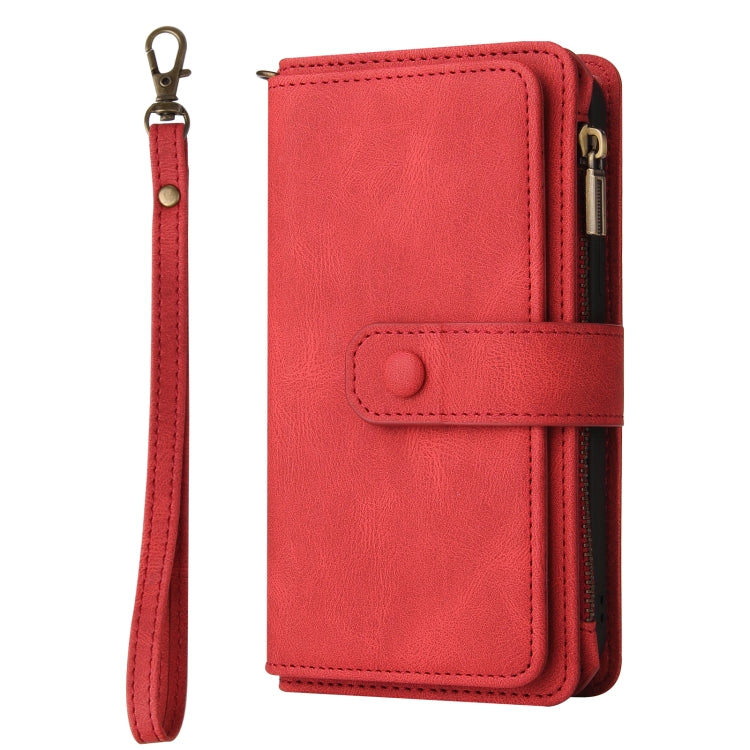 For Samsung Galaxy A42 5G Skin Feel PU + TPU Horizontal Flip Leather Case with Holder & 15 Cards Slot & Wallet & Zipper Pocket & Lanyard(Red) - Galaxy Phone Cases by buy2fix | Online Shopping UK | buy2fix