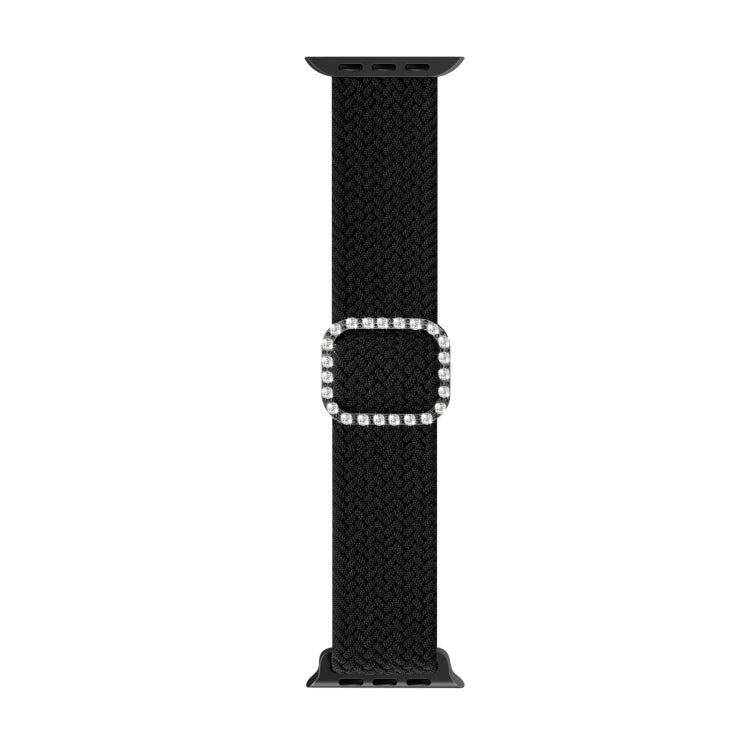 Adjustable Nylon Braided Elasticity Diamond Buckle Watch Band For Apple Watch Series 7 & 6 & SE & 5 & 4 40mm/3 & 2 & 1 38mm(Black) - Watch Bands by buy2fix | Online Shopping UK | buy2fix