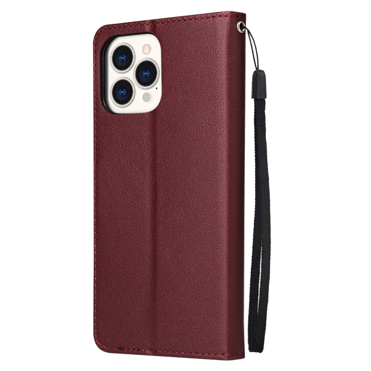 For iPhone 13 mini Multifunctional Horizontal Flip Leather Case, with Three Card Slot & Holder & Photo Frame & Lanyard (Red Wine) - iPhone 13 mini Cases by buy2fix | Online Shopping UK | buy2fix