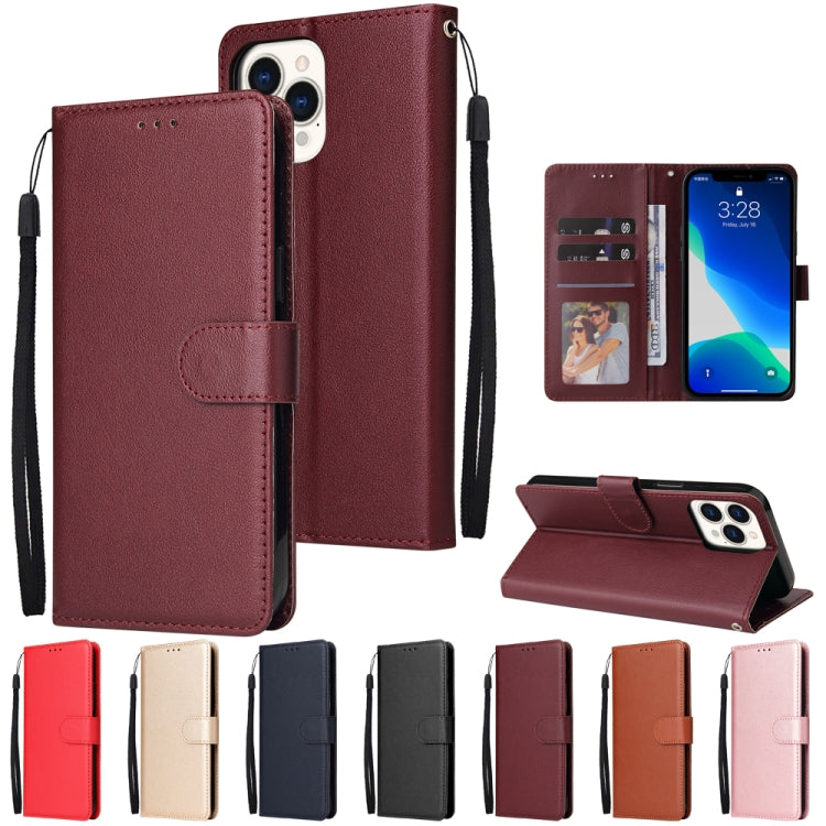 For iPhone 13 Pro Max Multifunctional Horizontal Flip Leather Case, with Three Card Slot & Holder & Photo Frame & Lanyard (Brown) - iPhone 13 Pro Max Cases by buy2fix | Online Shopping UK | buy2fix