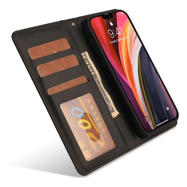 For iPhone 12 / 12 Pro Ultra-thin Separable Magnetic Horizontal Flip Leather Case with Card Slot & Wallet(Black) - iPhone 12 / 12 Pro Cases by buy2fix | Online Shopping UK | buy2fix