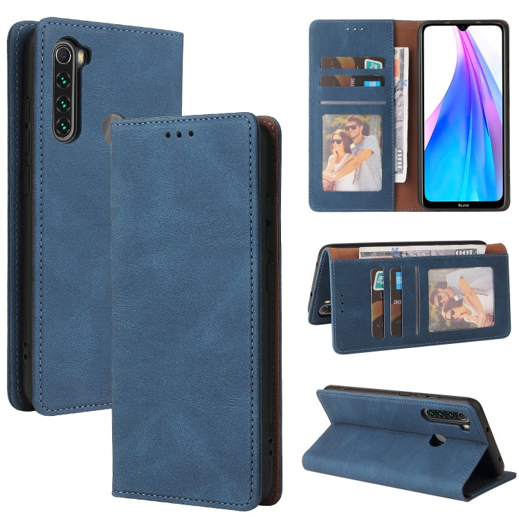 For Xiaomi Redmi Note 8T Simple Suction Closure Horizontal Flip Leather Case with Holder & Card Slot & Wallet(Blue) - Xiaomi Cases by buy2fix | Online Shopping UK | buy2fix