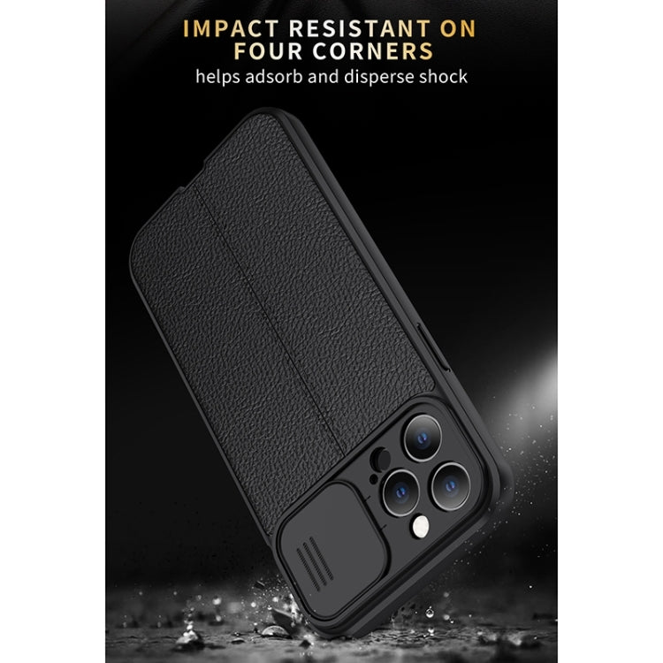 For iPhone 13 Pro Max Litchi Texture Sliding Camshield TPU Protective Case (Black) - iPhone 13 Pro Max Cases by buy2fix | Online Shopping UK | buy2fix