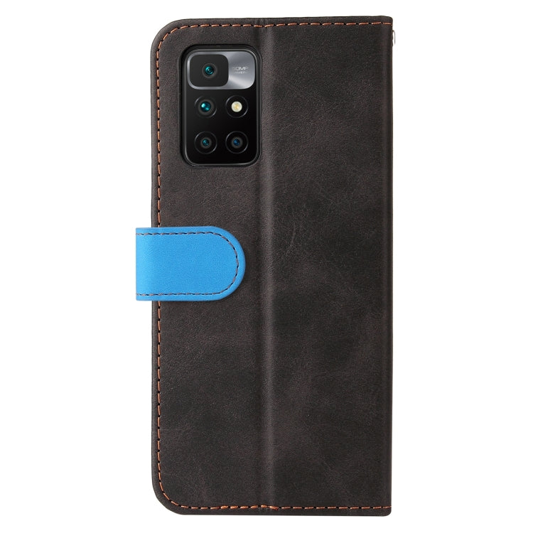 For Xiaomi Redmi 10 Business Stitching-Color Horizontal Flip PU Leather Case with Holder & Card Slots & Photo Frame(Blue) - Xiaomi Cases by buy2fix | Online Shopping UK | buy2fix