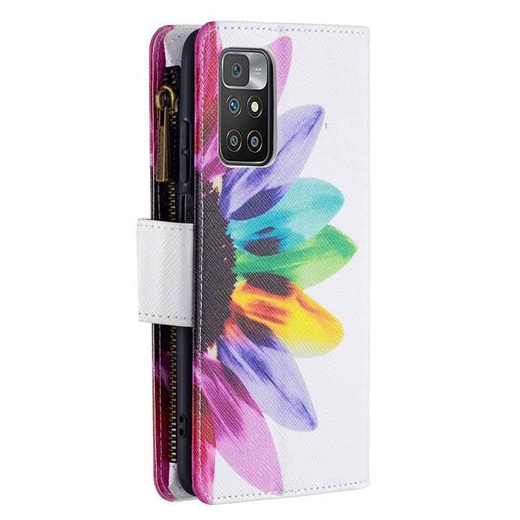 For Xiaomi Redmi 10 Colored Drawing Pattern Zipper Horizontal Flip Leather Case with Holder & Card Slots & Wallet(Sun Flower) - Xiaomi Cases by buy2fix | Online Shopping UK | buy2fix