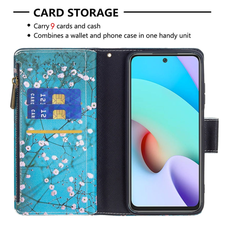 For Xiaomi Redmi 10 Colored Drawing Pattern Zipper Horizontal Flip Leather Case with Holder & Card Slots & Wallet(Plum Blossom) - Xiaomi Cases by buy2fix | Online Shopping UK | buy2fix