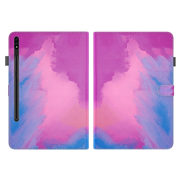 For Samsung Galaxy Tab S8+ / Tab S8 Plus /  Tab S7 FE / Tab S7+ 12.4 inch T970 / T976B Voltage Watercolor Pattern Skin Feel Magnetic Horizontal Flip PU Leather Case with Holder & Card Slots & Photo Frame(Purple Red) - Galaxy Tab S8+ Cases by buy2fix | Online Shopping UK | buy2fix