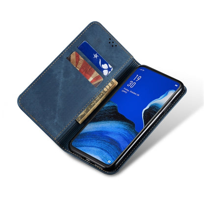 For OPPO Reno 2 Denim Texture Casual Style Horizontal Flip Leather Case with Holder & Card Slots & Wallet(Blue) - OPPO Cases by buy2fix | Online Shopping UK | buy2fix