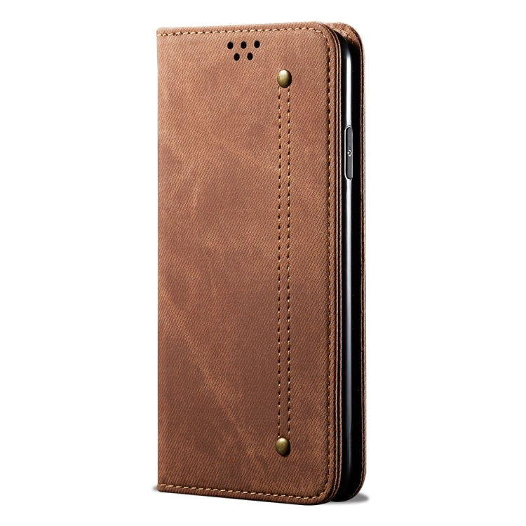 For OPPO Reno 2 Denim Texture Casual Style Horizontal Flip Leather Case with Holder & Card Slots & Wallet(Brown) - OPPO Cases by buy2fix | Online Shopping UK | buy2fix